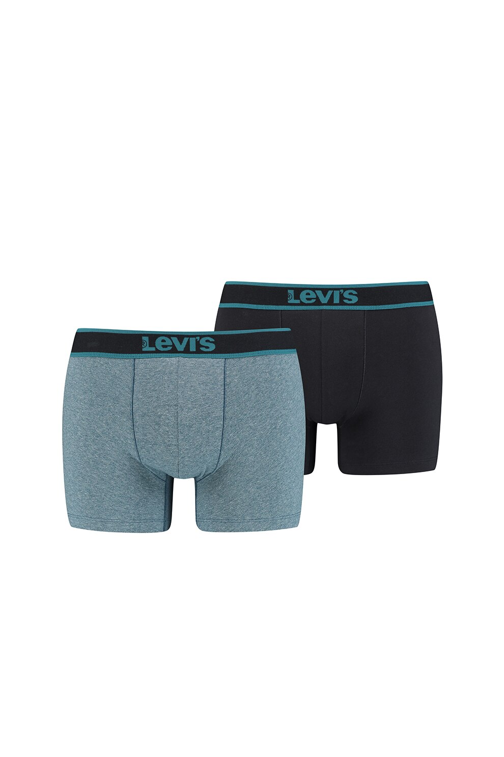 Levi's, Set de boxeri cu banda logo in talie - 2 perechi, Albastru/Negru