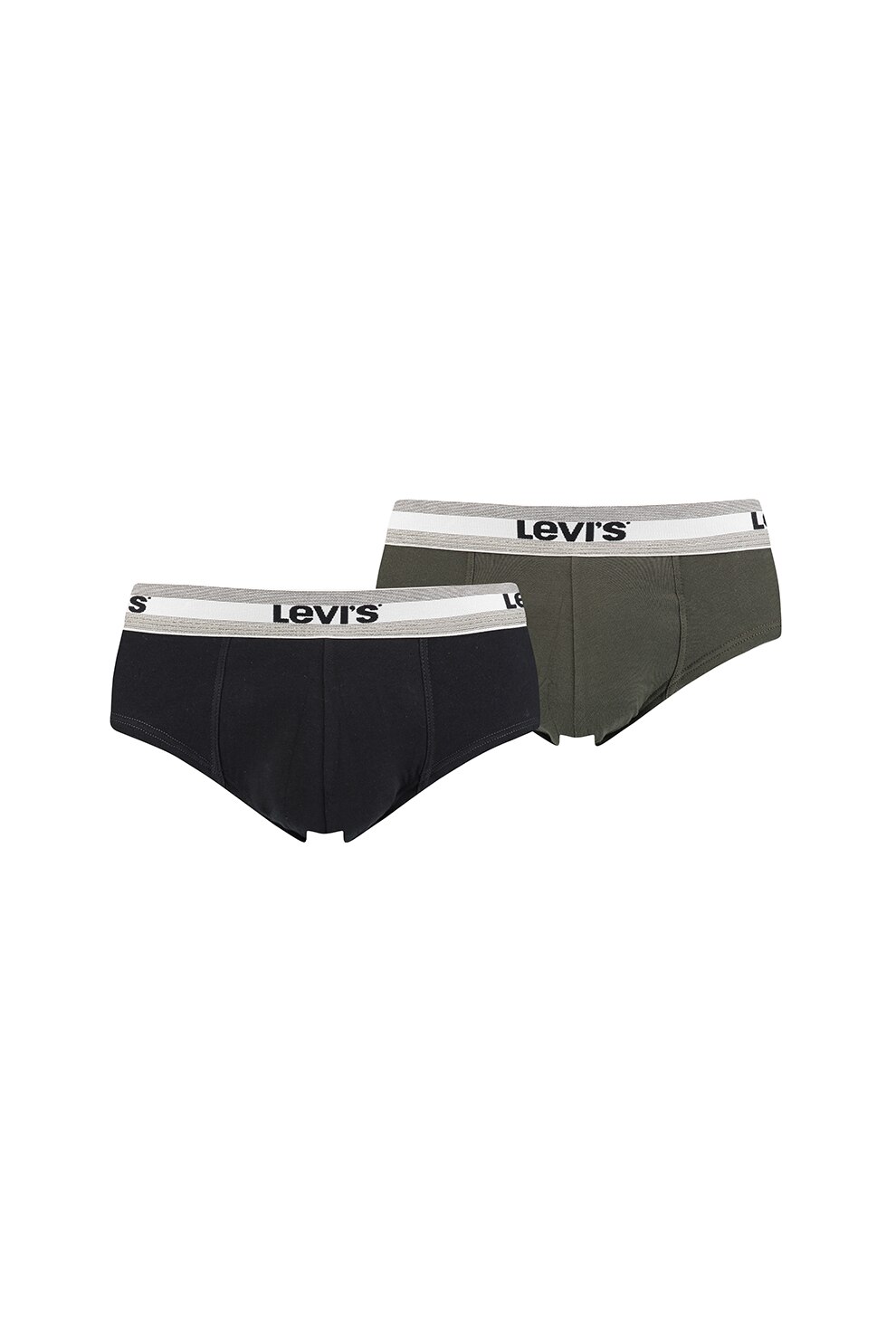Levi's, Set de chiloti cu banda logo in talie - 2 perechi, Verde forest/Negru, L