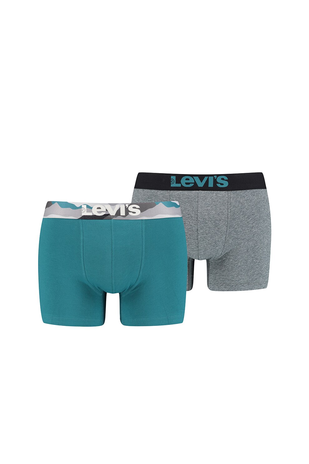 Levi's, Set de boxeri cu logo - 2 perechi, Verde persan/Gri