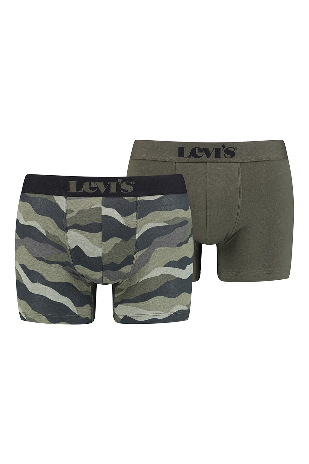Levi's, Set de boxeri cu imprimeu - 2 perechi, Verde inchis