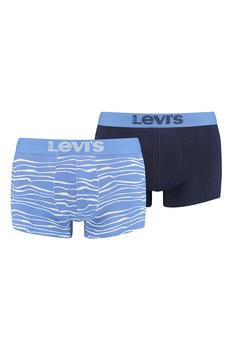 Levi's, Set de boxeri cu banda logo in talie - 2 perechi, Albastru Levi's, Set de boxeri cu banda logo in talie - 2 perechi, Albastru
