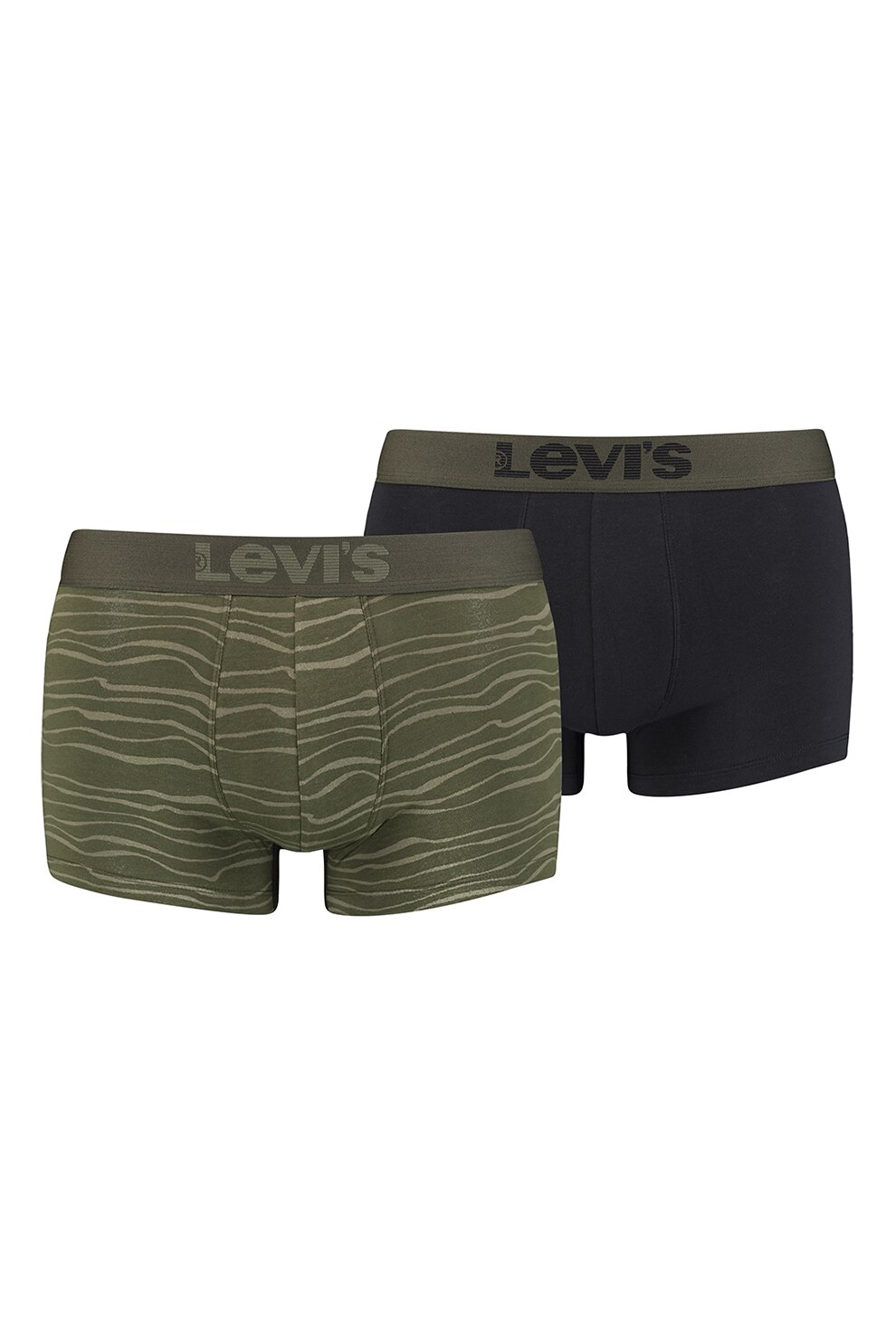 Levi's, Set de boxeri cu banda logo in talie - 2 perechi, Verde inchis