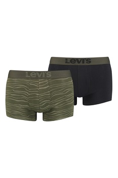 Levi's, Set de boxeri cu banda logo in talie - 2 perechi, Verde inchis Levi's, Set de boxeri cu banda logo in talie - 2 perechi, Verde inchis
