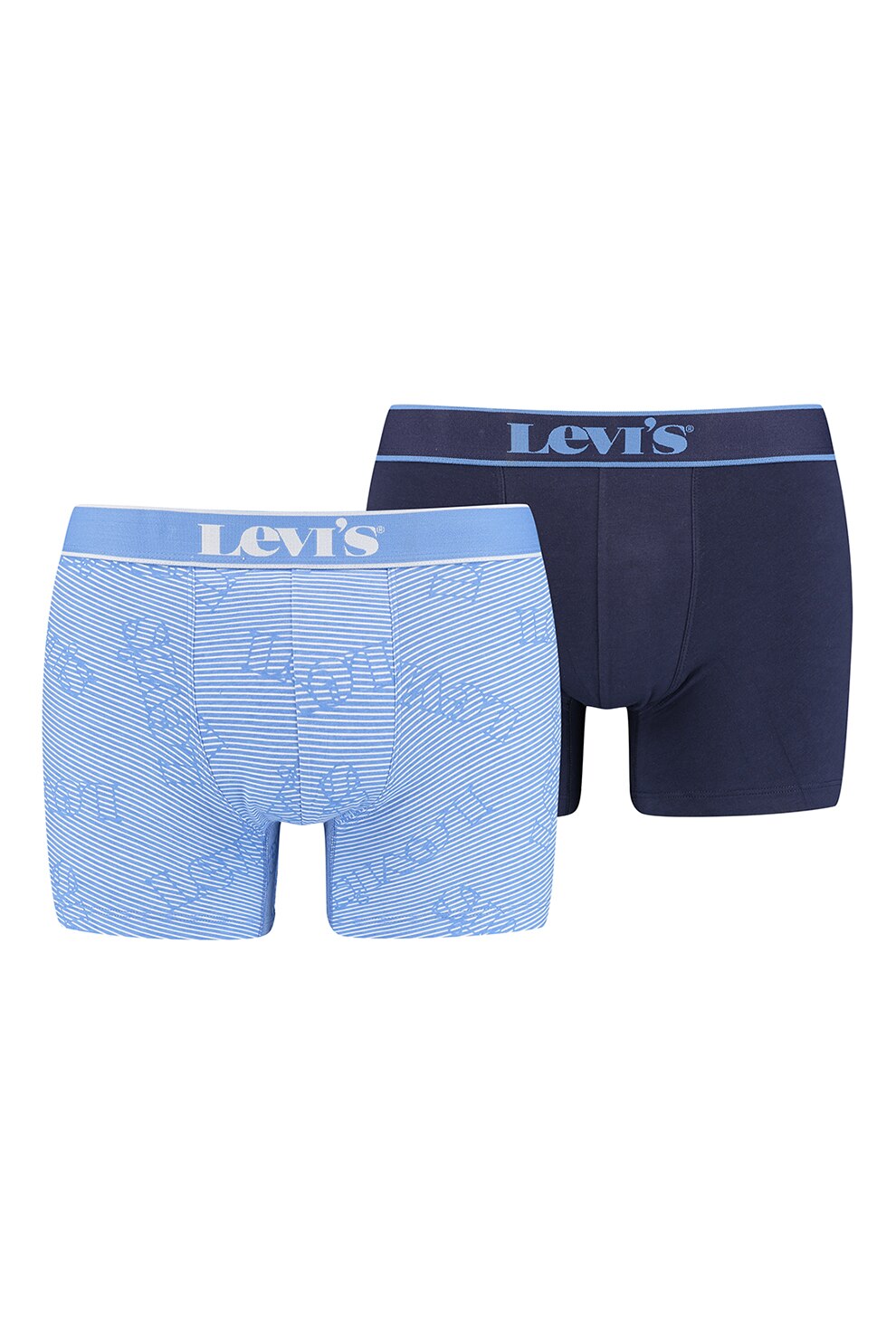 Levi's, Set de boxeri cu banda logo in talie - 2 perechi, Albastru deschis