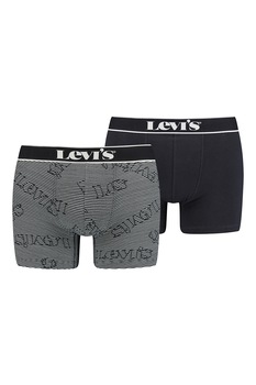 Levi's, Set de boxeri cu banda logo in talie - 2 perechi, Gri Levi's, Set de boxeri cu banda logo in talie - 2 perechi, Gri