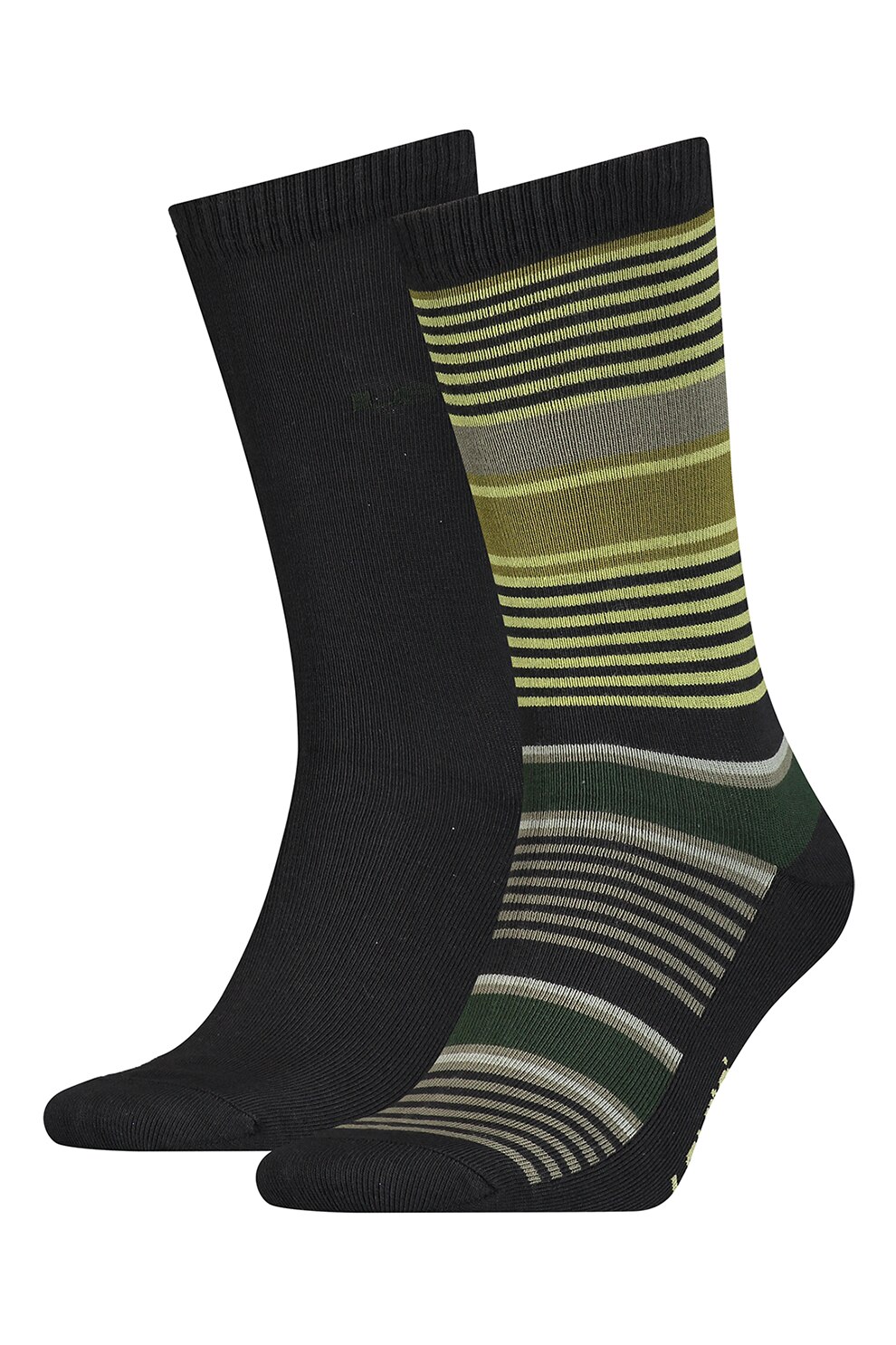 Levi's, Set de sosete lungi unisex cu imprimeu logo - 2 perechi, Negru/Verde