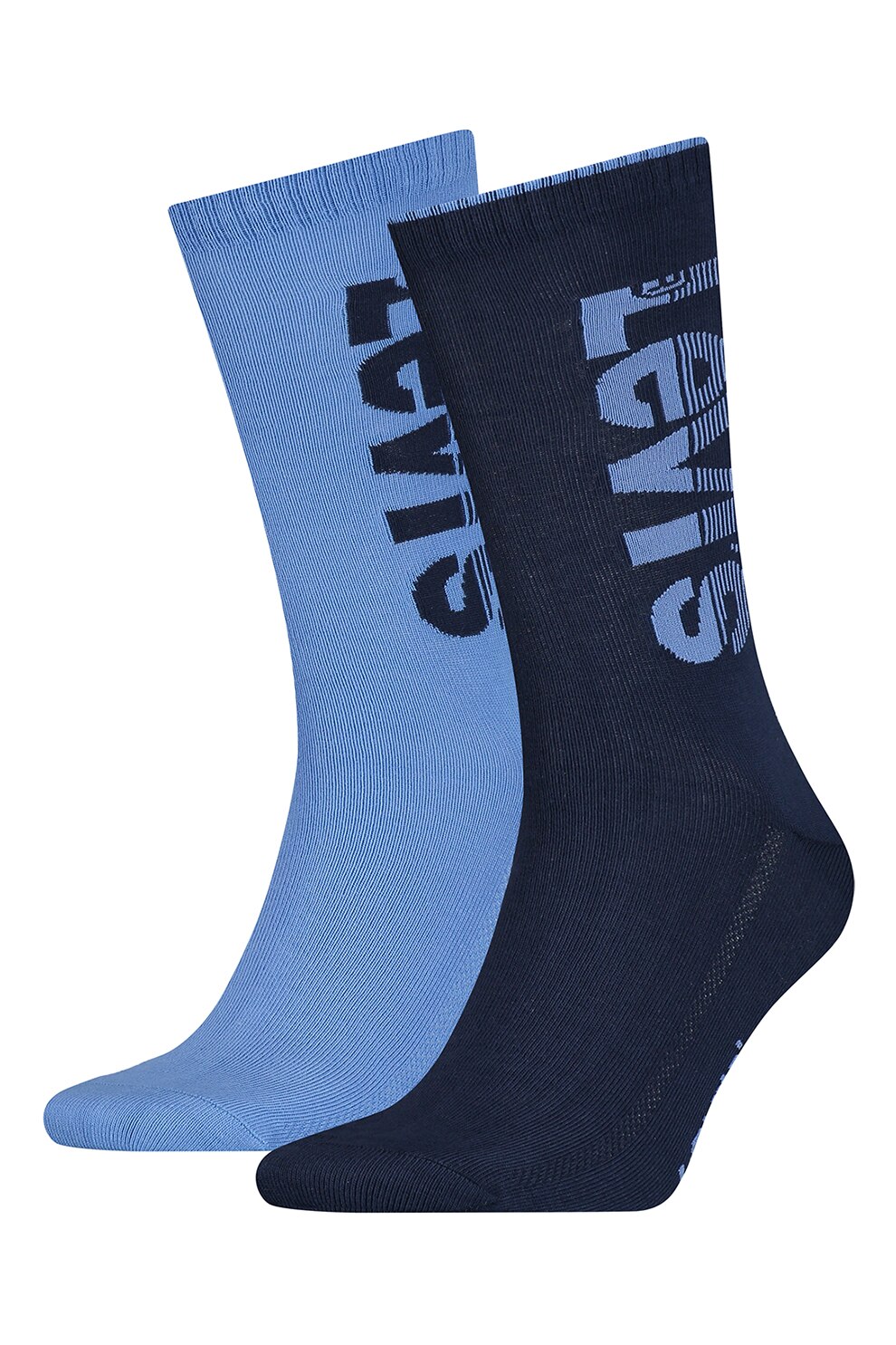 Levi's, Set de sosete lungi unisex cu imprimeu logo - 2 perechi, Albastru, 35-38