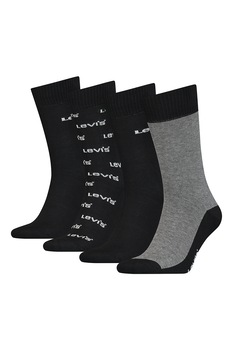 Levi's, Set de sosete lungi unisex - 4 perechi, Negru/Gri Levi's, Set de sosete lungi unisex - 4 perechi, Negru/Gri