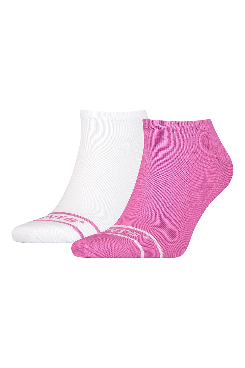 Levi's, Set de sosete scurte unisex din amestec de bumbac organic - 2 perechi, Alb/Roz