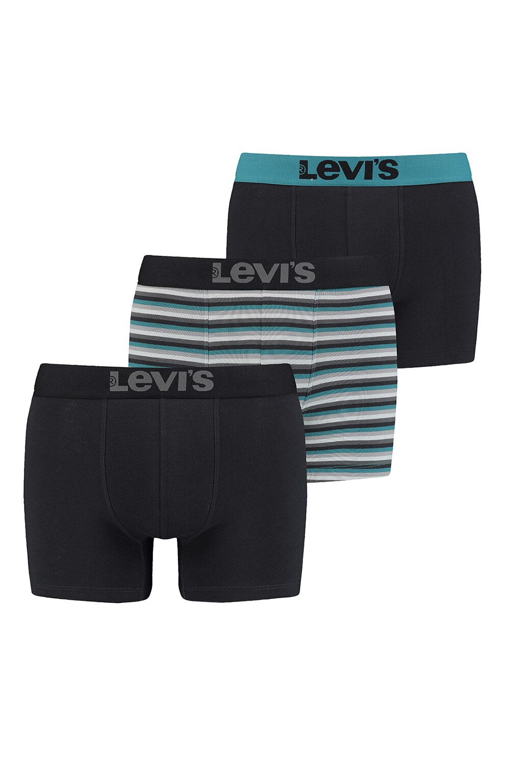 Levi's,Set de boxeri cu banda logo in talie - 3 perechi, Negru/Albastru petrol
