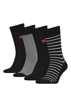 Levi's, Set de sosete lungi unisex - 4 perechi, Negru/Gri Levi's, Set de sosete lungi unisex - 4 perechi, Negru/Gri