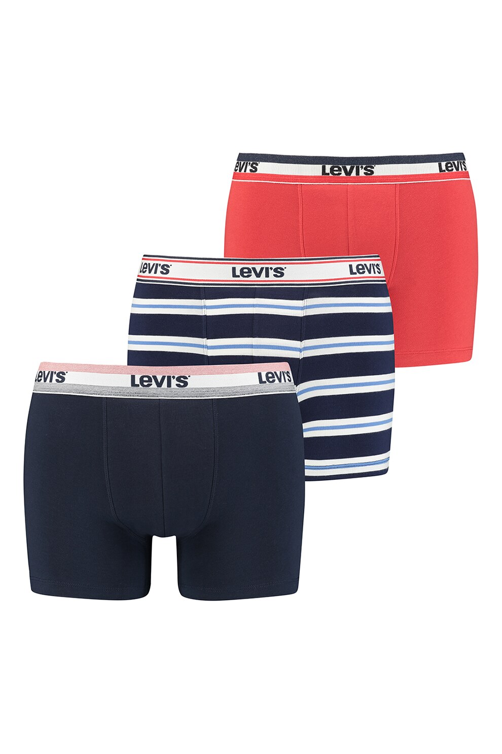 Levi's, Set de boxeri din amestec de bumbac - 3 perechi, Negru/Corai