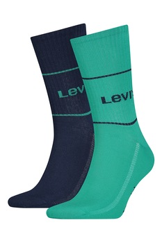 Levi's, Set de sosete lungi unisex din amesec de bumbac organic - 2 perechi, Negru/Verde