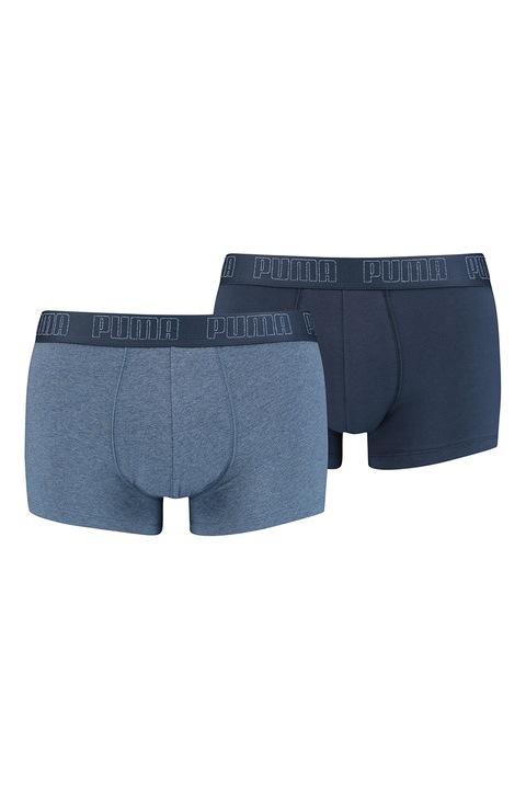 Puma, Set de boxeri cu banda logo in talie - 2 perechi, Albastru petrol, M