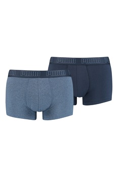 Puma, Set de boxeri cu banda logo in talie - 2 perechi, Albastru petrol Puma, Set de boxeri cu banda logo in talie - 2 perechi, Albastru petrol