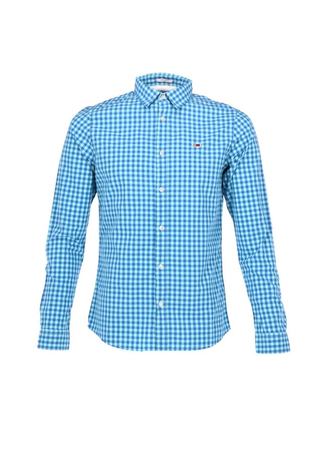 Camasa , Tommy Jeans , Regular fit, Albastru/Verde marin