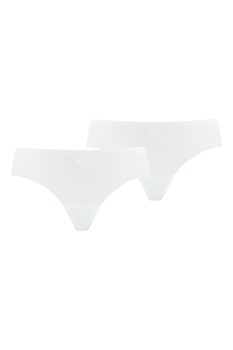 Puma, Set de chiloti tanga cu logo - 2 perechi, Alb Puma, Set de chiloti tanga cu logo - 2 perechi, Alb