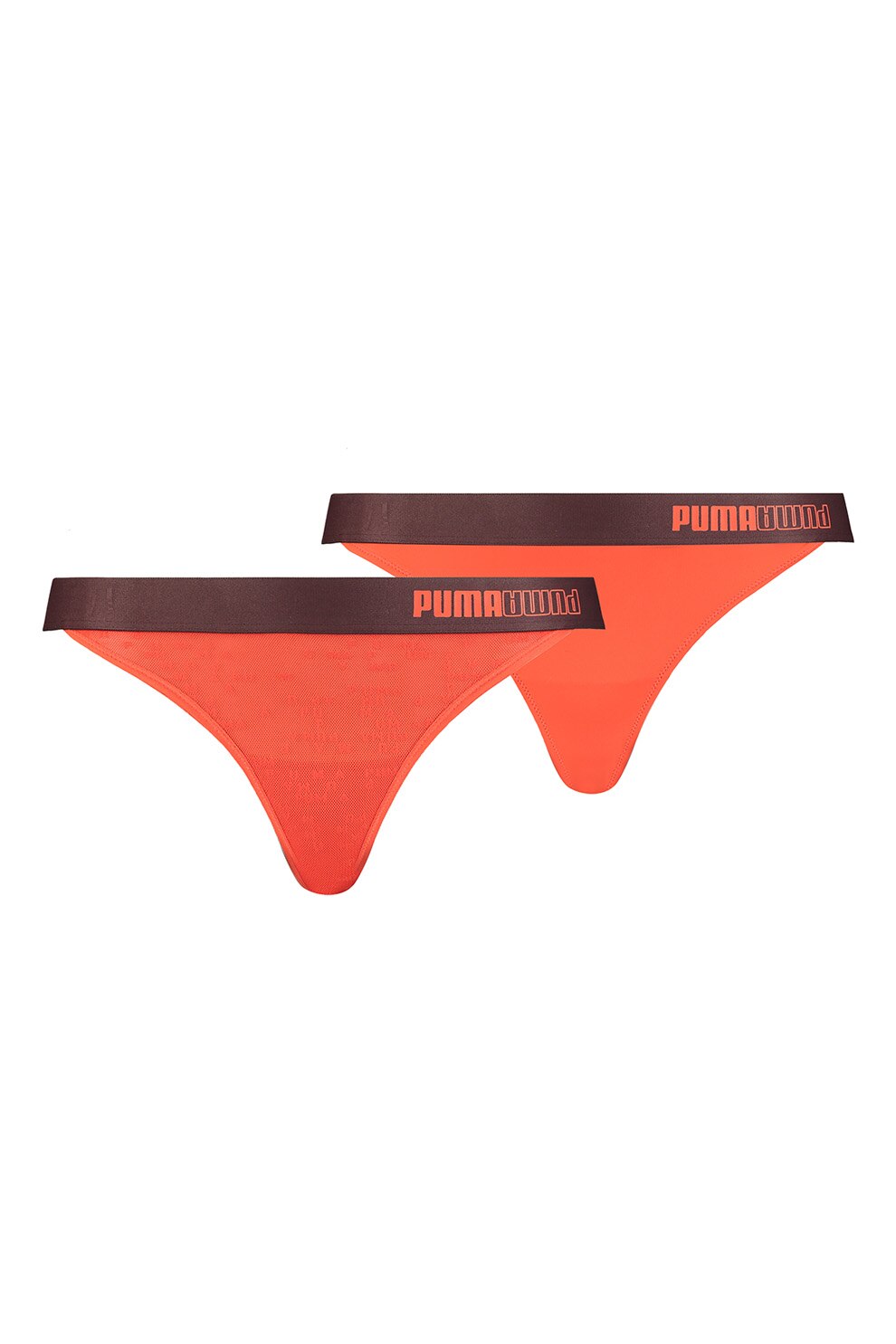Puma, Set de chiloti tanga cu banda cu logo - 2 perechi, Oranj