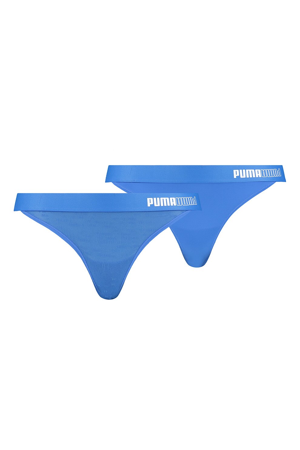 Puma, Set de chiloti tanga cu banda cu logo - 2 perechi, Albastru royal