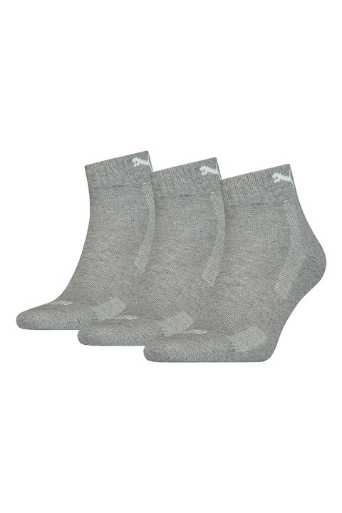 Puma, Унисекс къси чорапи с памук - 3 чифта, Пепеляво сиво