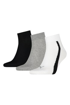 Puma, Set de sosete unisex, scurte, cu logo - 3 perechi, Negru/Alb/Gri cenusa Puma, Set de sosete unisex, scurte, cu logo - 3 perechi, Negru/Alb/Gri cenusa