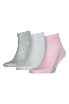 Puma, Set de sosete unisex, scurte, cu logo - 3 perechi, Roz pastel/Gri cenusa/Alb prafuit Puma, Set de sosete unisex, scurte, cu logo - 3 perechi, Roz pastel/Gri cenusa/Alb prafuit