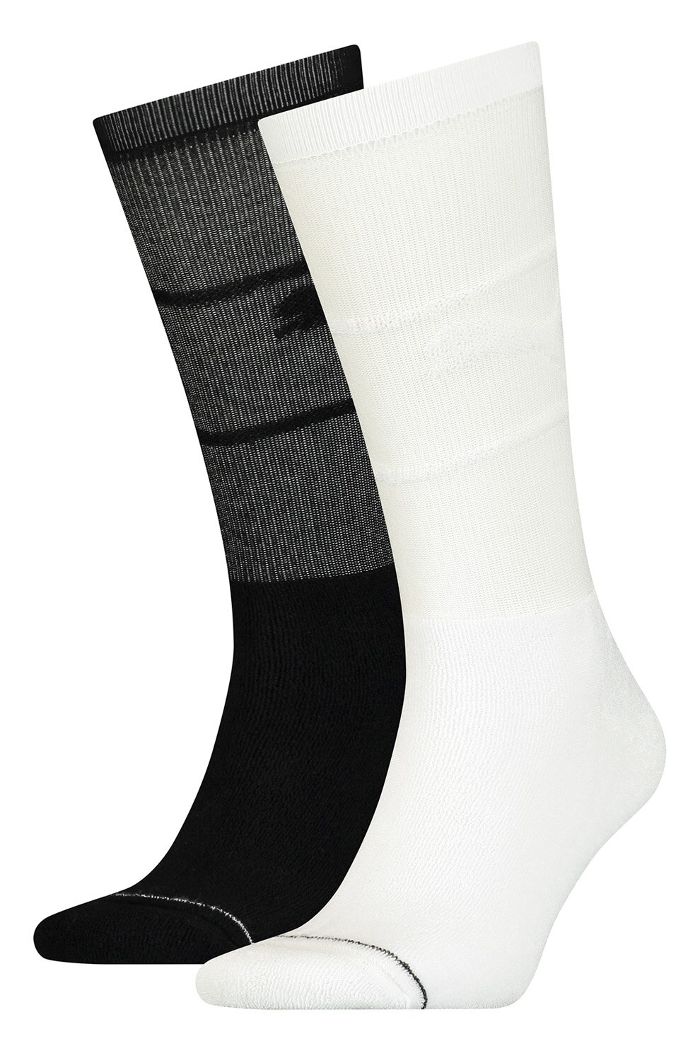 Puma, Set de sosete mid-calf unisex - 2 perechi, Negru/Alb