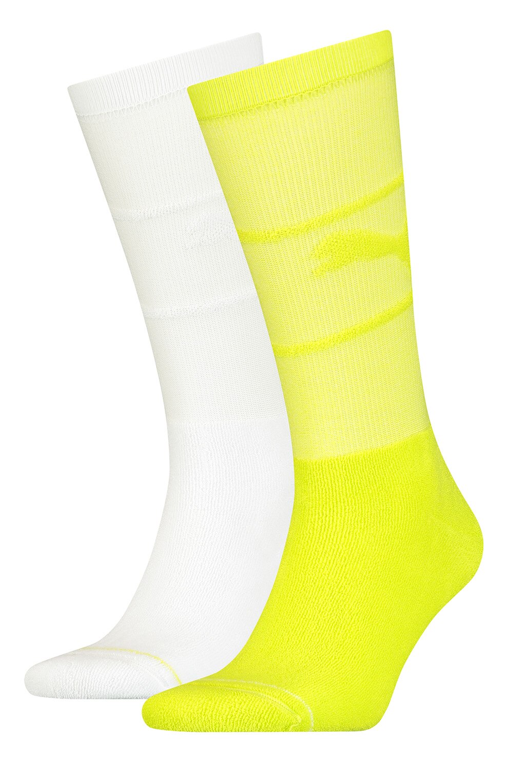 Puma, Set de sosete mid-calf unisex - 2 perechi, Alb/Verde lime