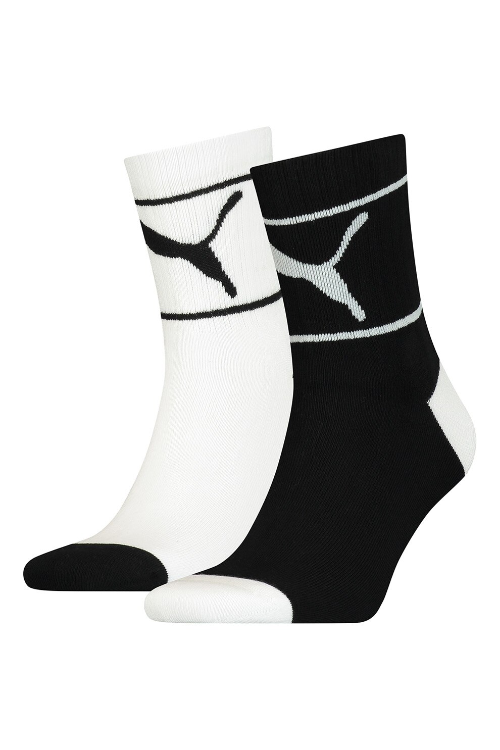 Puma, Set de sosete scurte unisex cu model logo - 2 perechi, Negru/Alb