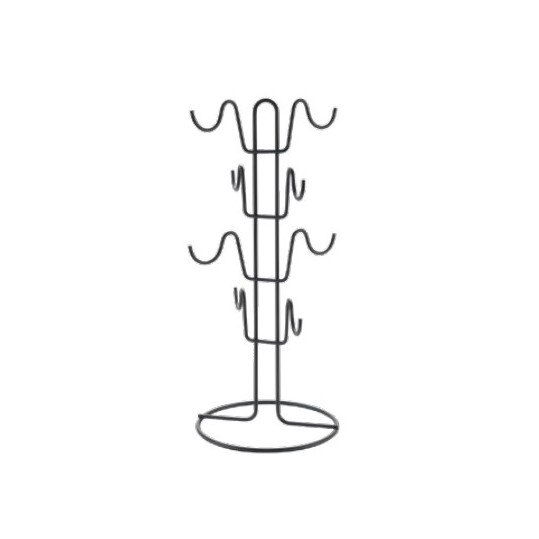 Suport vertical pentru 8 cani sau cesti Mug Tree Lava, negru, 19x44 cm