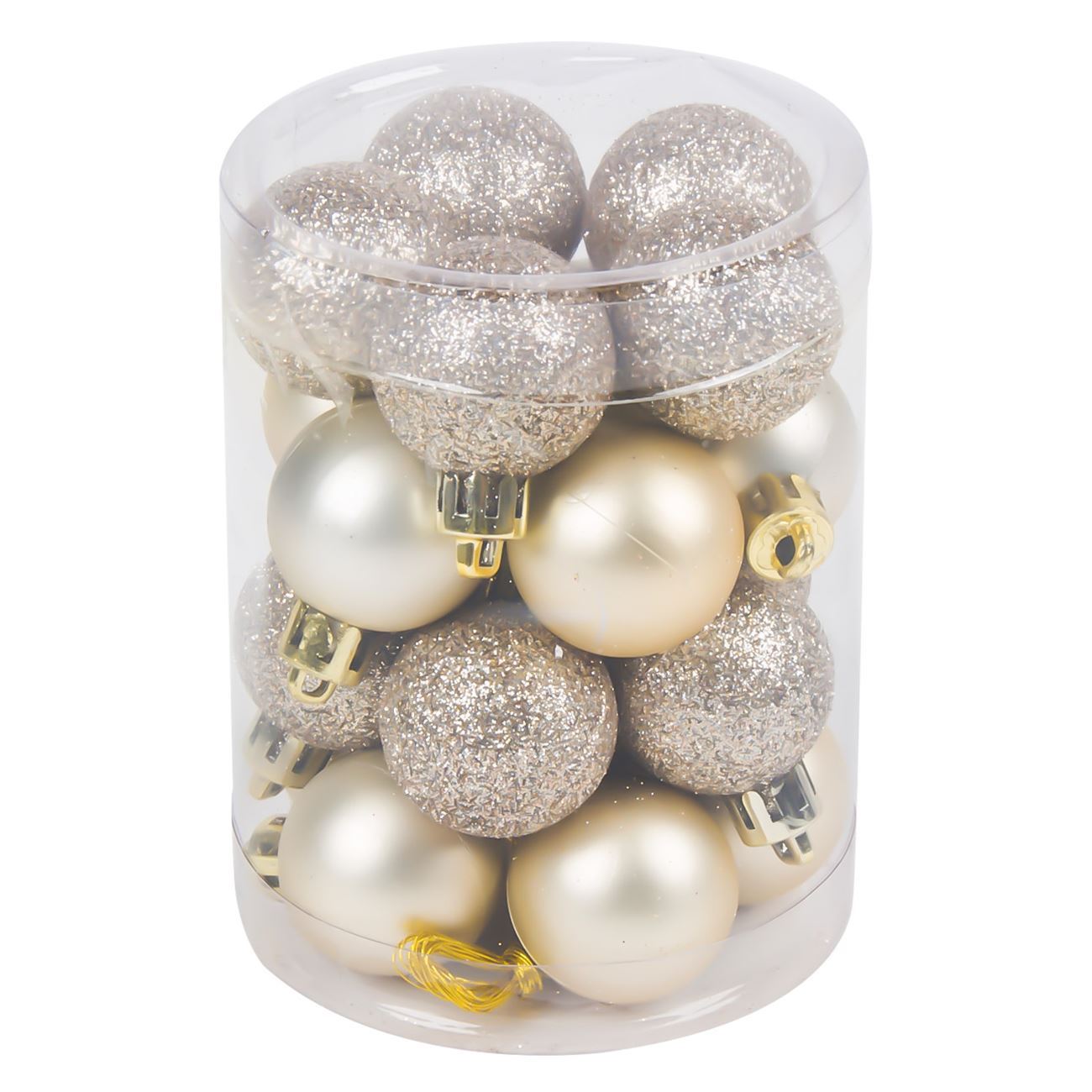 Set 20 globuri de Craciun, culoarea sampaniei, 3 cm