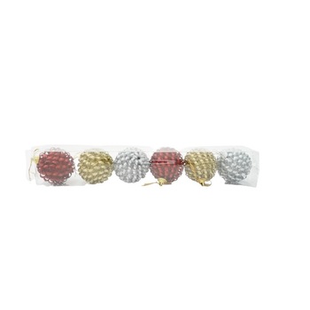 Set de 6 ornamente de brad, Flippy, tip Glob, Multicolor, diametru de 6 cm, din metal, cu finisaj sclipitor Set de 6 ornamente de brad, Flippy, tip Glob, Multicolor, diametru de 6 cm, din metal, cu finisaj sclipitor