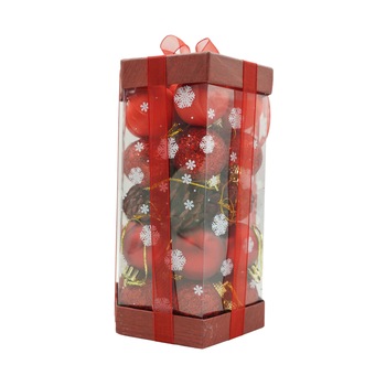Set de 35 ornamente de brad, Flippy, de tip Glob, Rosu, din polistiren, cu finisaj sclipitor , cutie 11 cm adancime x 19 cm inaltime x 11 cm lungime Set de 35 ornamente de brad, Flippy, de tip Glob, Rosu, din polistiren, cu finisaj sclipitor , cutie 11 cm adancime x 19 cm inaltime x 11 cm lungime