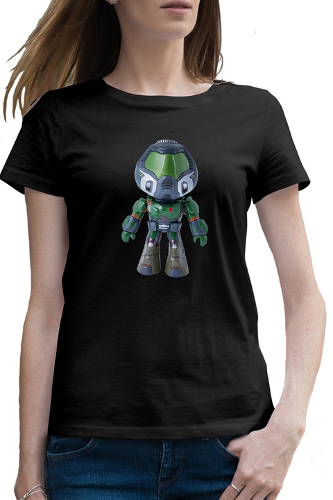 Дамска тениска Quake Doomguy Figurine Robot Champions TikTok Alarmv, Черен