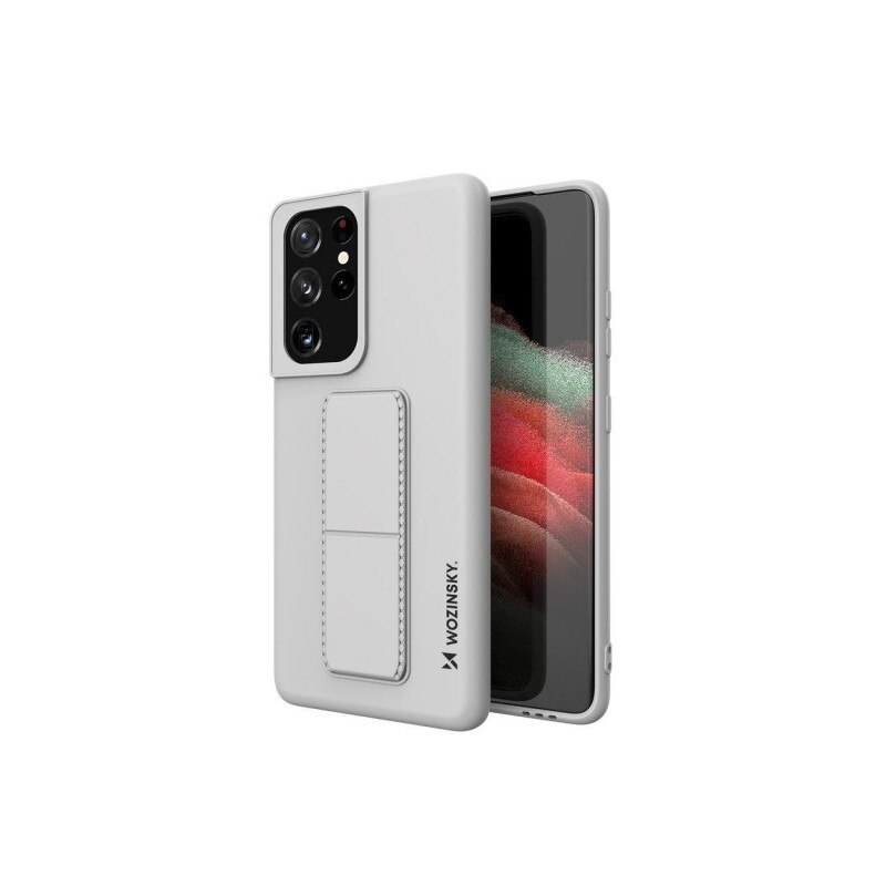 Husa Spate Wozinsky Compatibila Cu Samsung Galaxy S21 Ultra 5G, Cu Stand Metalic Pe Spate, Protectie La Camera - Gri