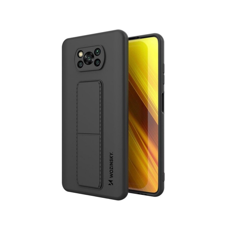 Husa Spate Wozinsky Compatibila Cu Xiaomi Poco X3 NFC / Poco X3 Pro, Cu Stand Metalic Pe Spate, Protectie La Camera - Negru