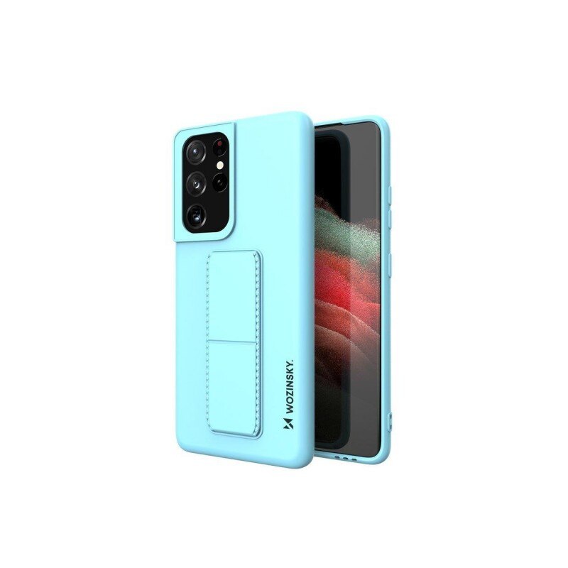 Husa Spate Wozinsky Compatibila Cu Samsung Galaxy S21 Ultra 5G, Cu Stand Metalic Pe Spate, Protectie La Camera - Blue Deschis