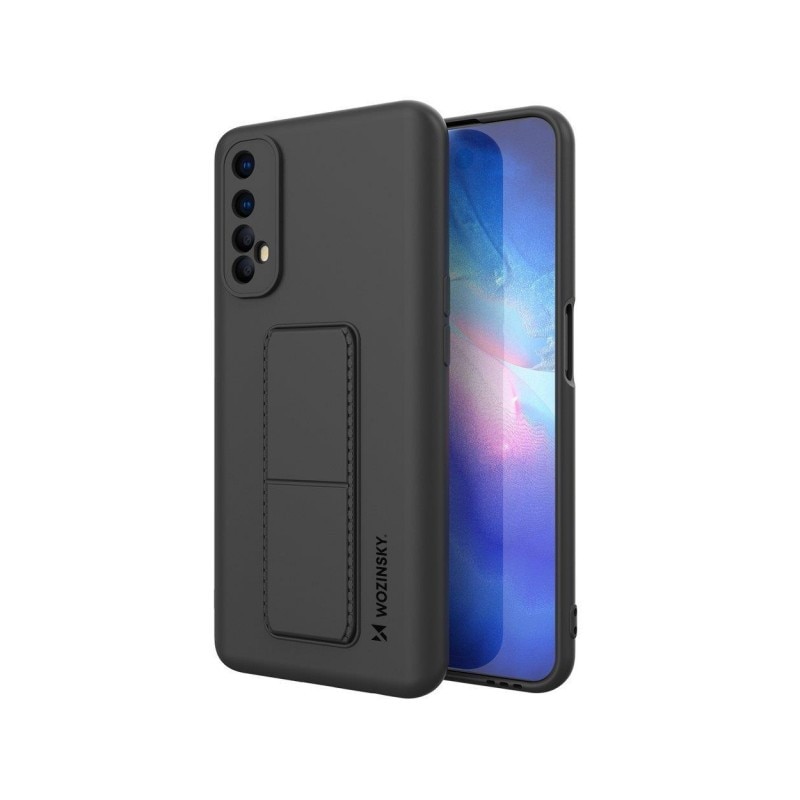 Husa Spate Wozinsky Compatibila Cu Realme 7, Cu Stand Metalic Pe Spate, Protectie La Camera - Negru