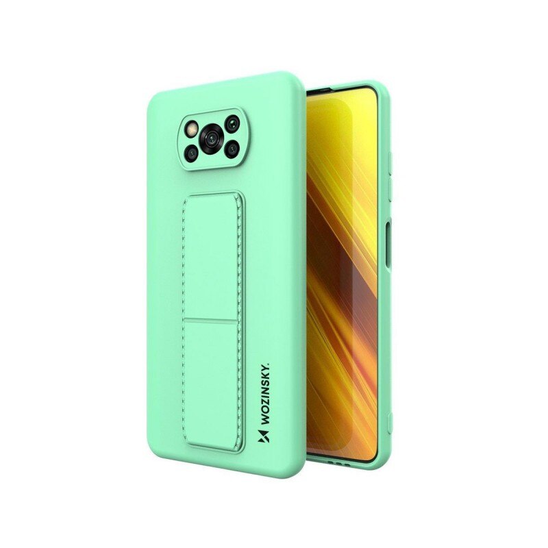 Husa Spate Wozinsky Compatibila Cu Xiaomi Poco X3 NFC / Poco X3 Pro, Cu Stand Metalic Pe Spate, Protectie Camera - Verde Menta