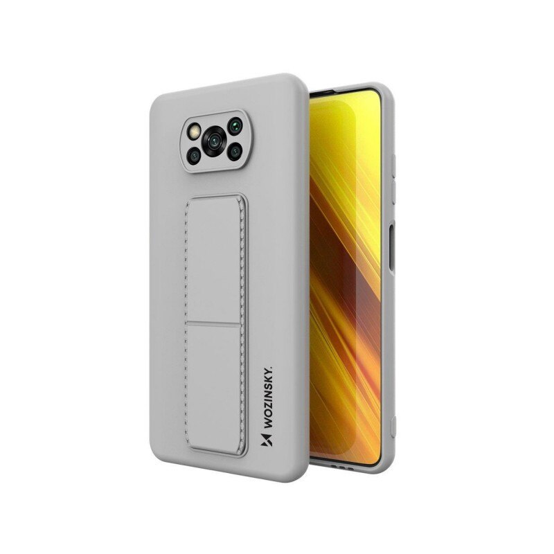 Husa Spate Wozinsky Compatibila Cu Xiaomi Poco X3 NFC / Poco X3 Pro, Cu Stand Metalic Pe Spate, Protectie La Camera - Gri