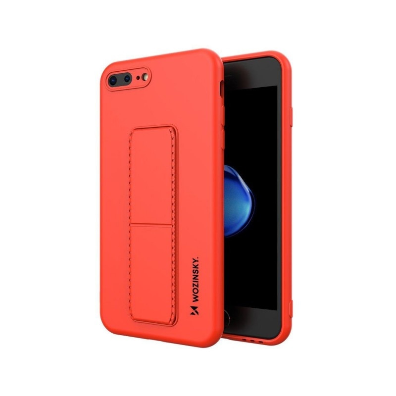 Husa Spate Wozinsky Compatibila Cu iPhone 7 Plus / 8 Plus, Cu Stand Metalic Pe Spate, Protectie La Camera - Rosu