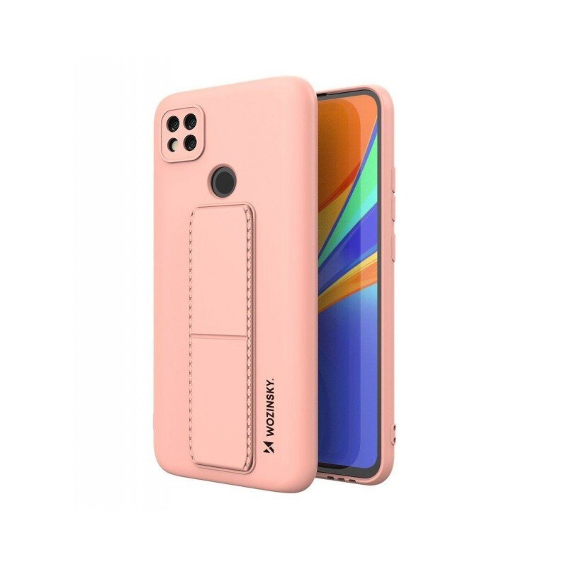 Husa Spate Wozinsky Compatibila Cu Xiaomi Redmi 9C, Cu Stand Metalic Pe Spate, Protectie La Camera - Roz
