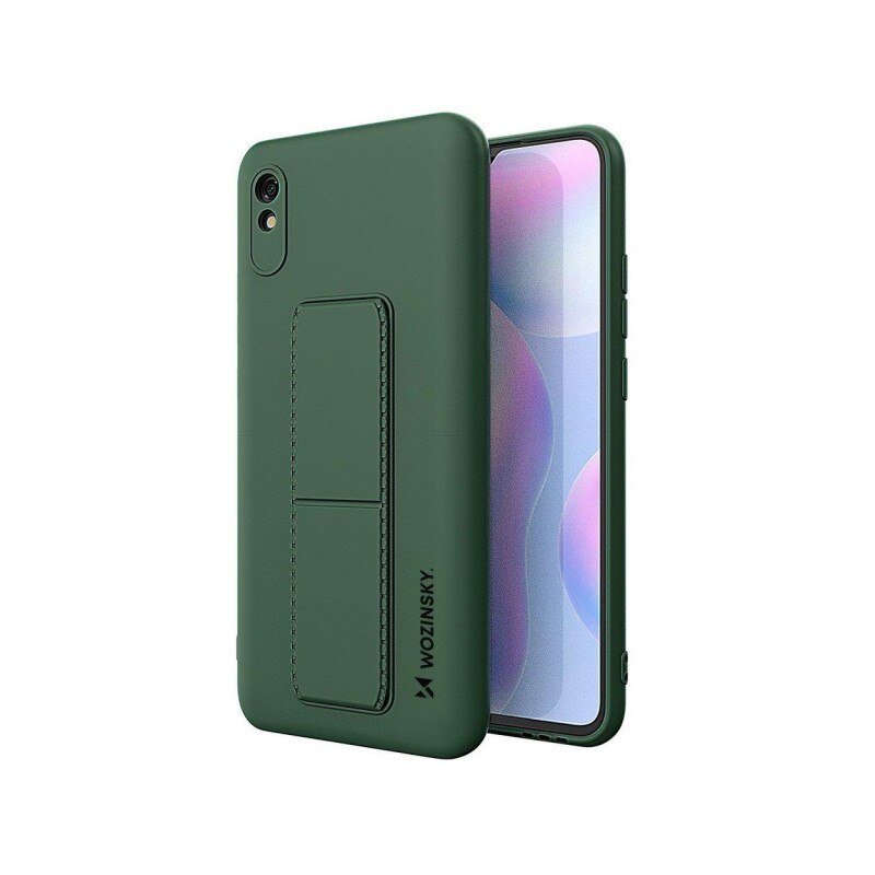 Husa Spate Wozinsky Compatibila Cu Xiaomi Redmi Note 9 Pro / Redmi Note 9S Cu Stand Metalic Spate, Protectie Camera - Dark Green