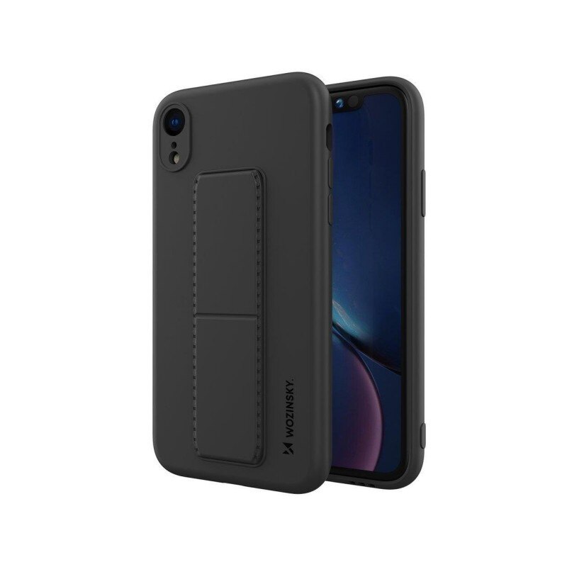 Husa Spate Wozinsky Compatibila Cu iPhone Xr, Cu Stand Metalic Pe Spate, Protectie La Camera - Negru