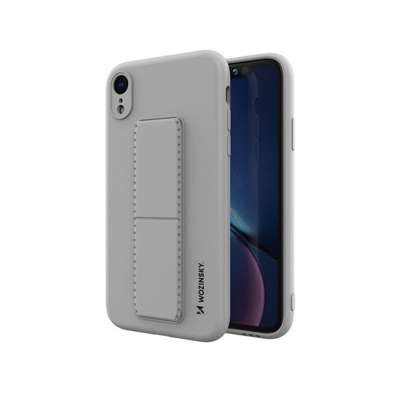 Husa Spate Wozinsky Compatibila Cu iPhone Xr, Cu Stand Metalic Pe Spate, Protectie La Camera - Gri