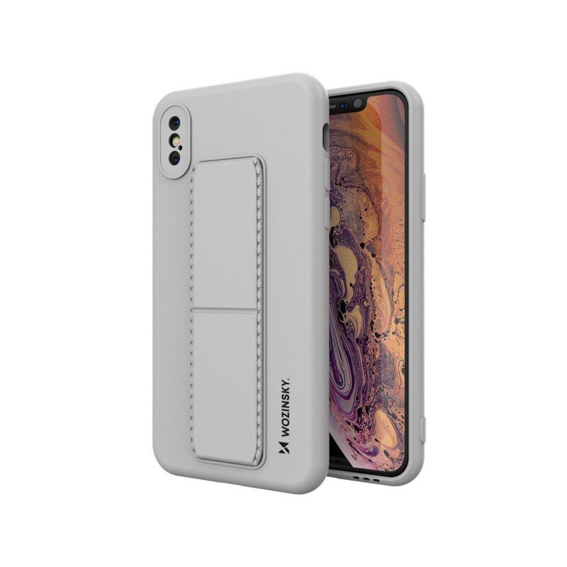 Husa Spate Wozinsky Compatibila Cu iPhone Xs / X, Cu Stand Metalic Pe Spate, Protectie La Camera - Gri