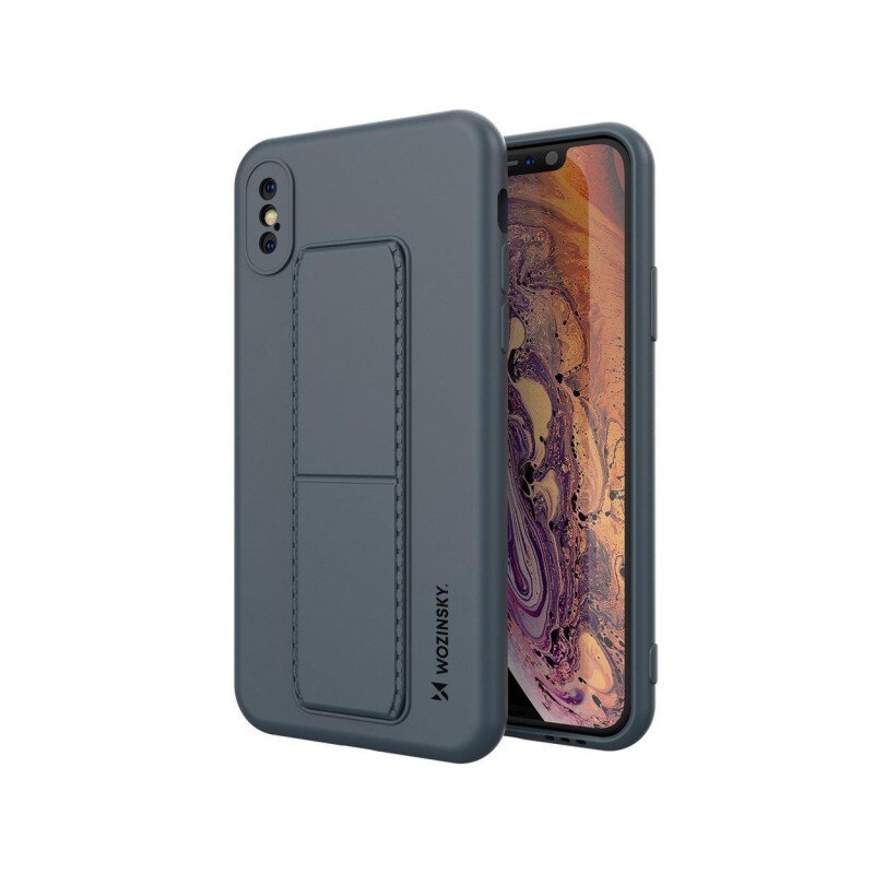 Husa Spate Wozinsky Compatibila Cu iPhone Xs / X, Cu Stand Metalic Pe Spate, Protectie La Camera - Navy Blue