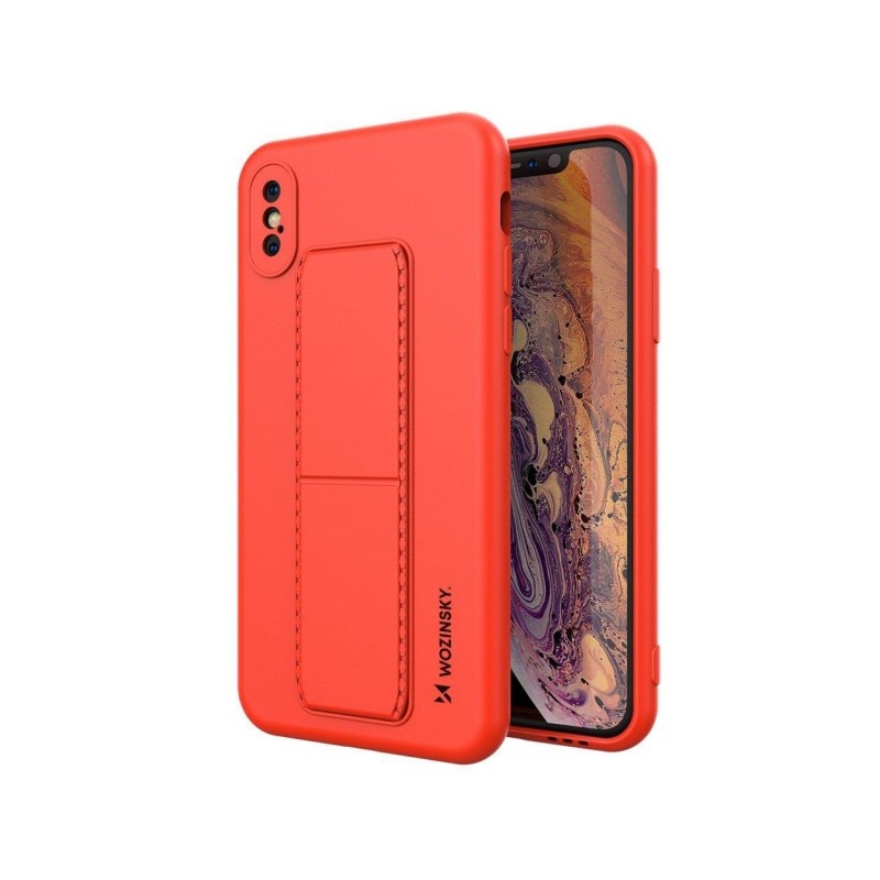 Husa Spate Wozinsky Compatibila Cu iPhone Xs / X, Cu Stand Metalic Pe Spate, Protectie La Camera - Rosu