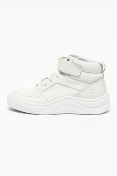 Timberland, Pantofi sport mid-hi de piele si material textil Ruby Ann, Alb Timberland, Pantofi sport mid-hi de piele si material textil Ruby Ann, Alb