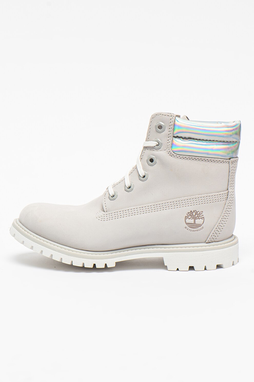 Timberland, Bocanci impermeabili de piele nabuc Waterville, Gri deschis/Argintiu